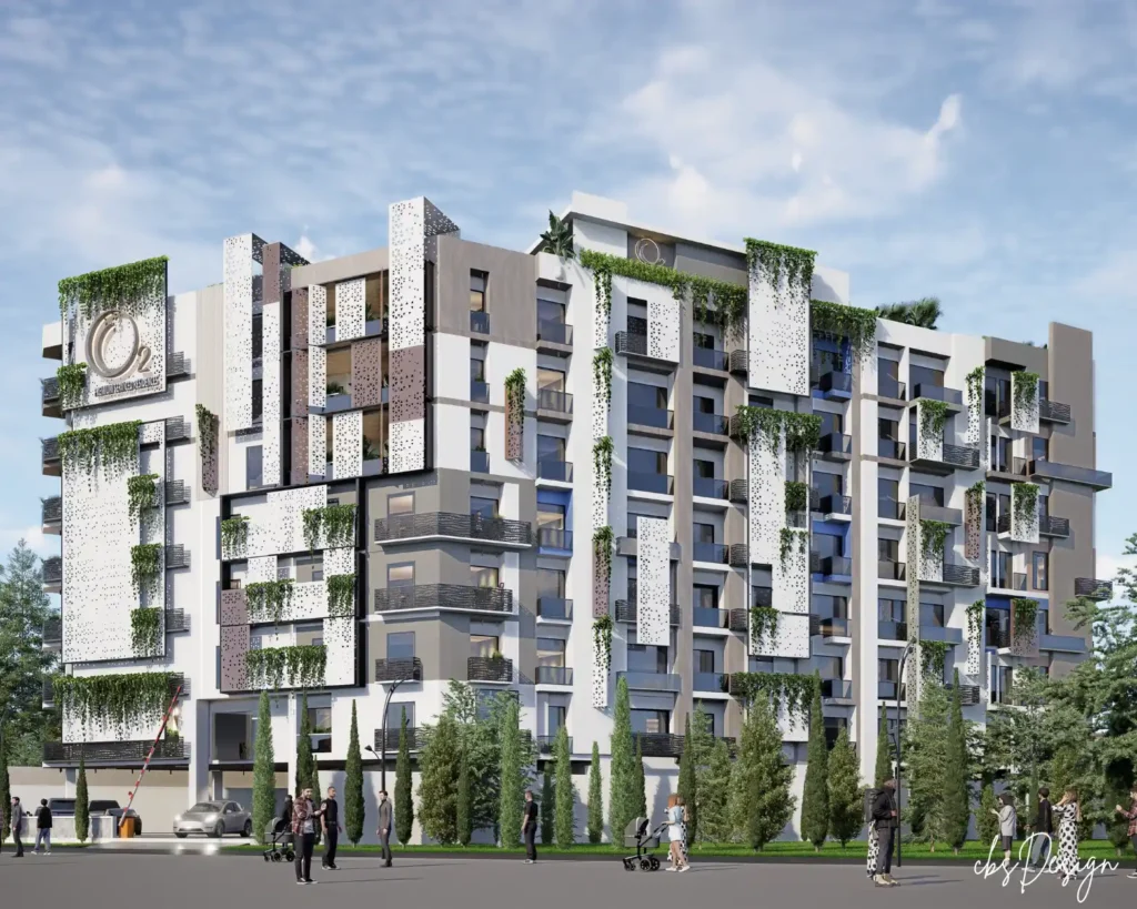 O2 Premium Residences Front View | Luxury Apartment Building in the heart of Lahore